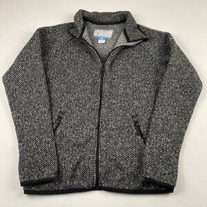 Columbia Full Zip Knit Jacket Women’s M Fleece Lined Winter Casual Black White